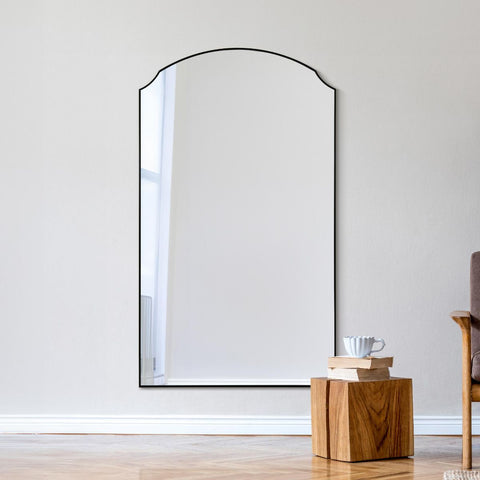 New Black Edged Dual Arch Curved Edge Leaner and Wall Mirror 63"x35" (160cm X 90cm)