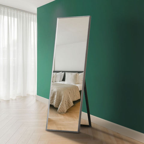 Silver Aluminium Edged Cheval Mirror 67" X 23" (170CM X 58CM)