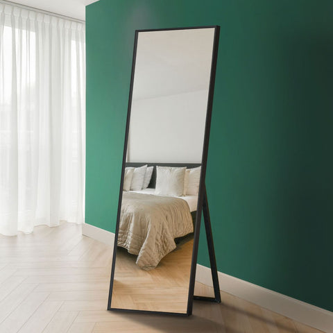 Black Aluminium Edged Cheval Mirror 67" X 23" (170CM X 58CM)