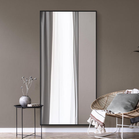 Black Aluminium Edged Wall Mirror 79" X 39" (200CM X 100CM)